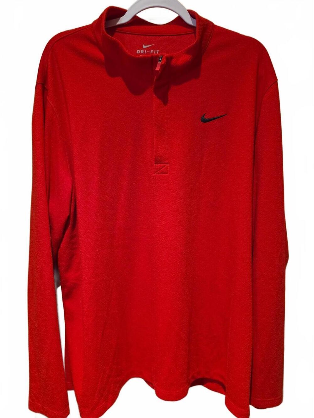 Nike Long Sleeve Quarter Zip Shirt Large University Red 2XL Standard Fit. Warm!